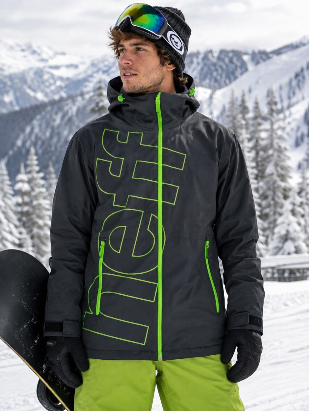 Neff Daily Softshell Snowboarding Jacket Black Size Lg Winter Outdoor Ski Sport
